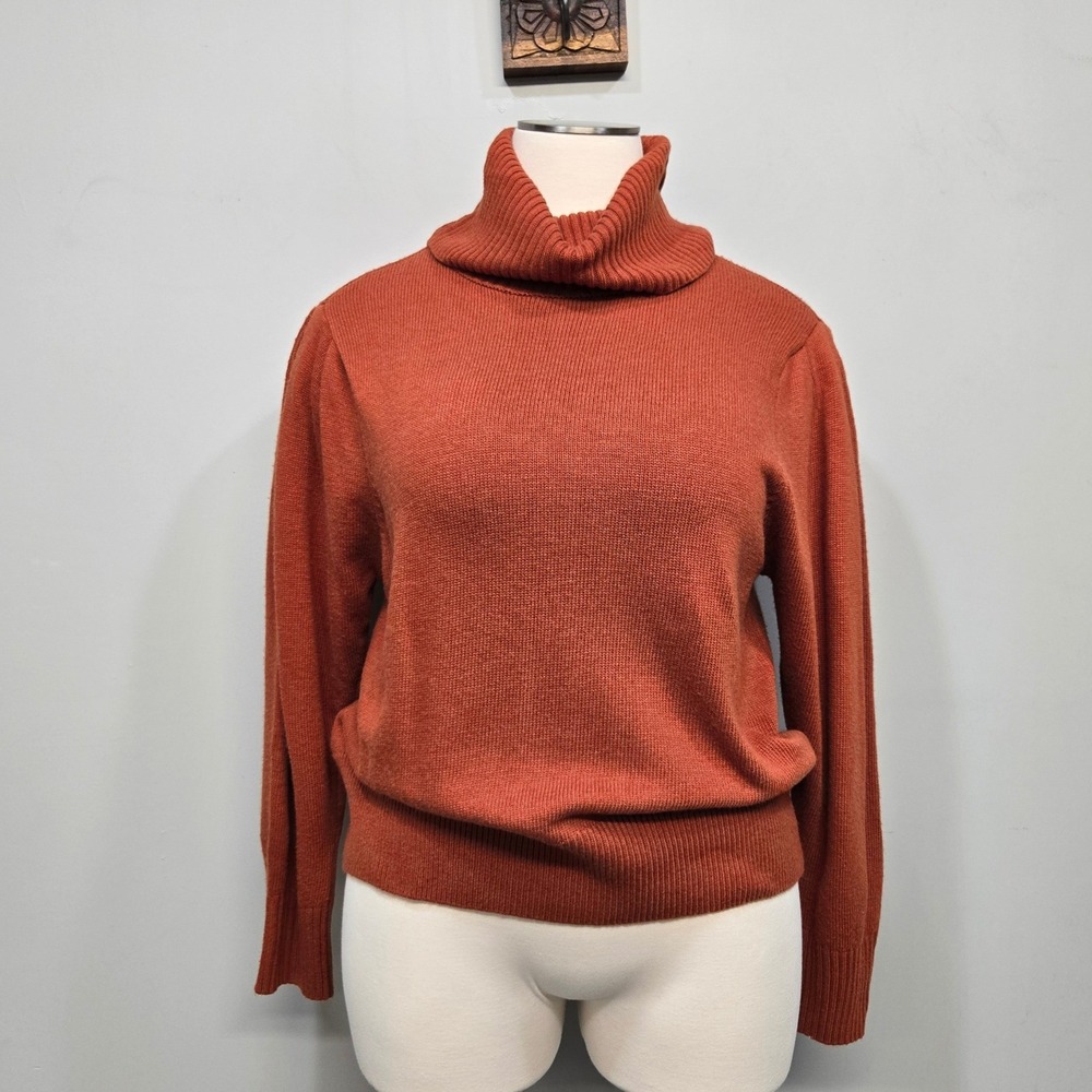City Chic Sweater Plus Size 20 Softly Sweet Copper Cowl Turtleneck Puff Shoulder